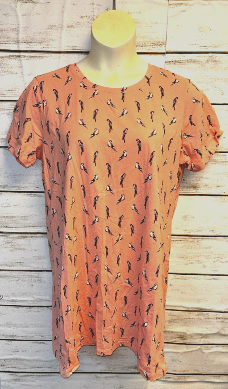Sz XXL Margaritaville T-Shirt Dress Womens Peach Orange Parrots Lounge Nice Soft